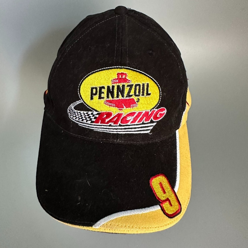 Pennzoil Racing Hat Roush Racing Number‎ 9 NASCAR Black Yellow Adjustable Cap